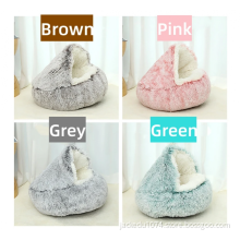 Wholesale Cute Cozy Comfy Semi Enclosed Winter Warm Indoor Washable Non Slip Round Pet Bed For Cats